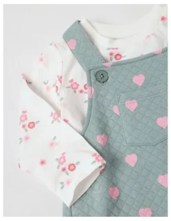 Sprout Quilted Overall Set in Seafoam