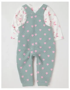 Sprout Quilted Overall Set in Seafoam