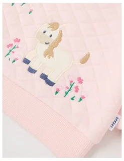 Sprout Quilted Pony Applique Sweat Top in Blush