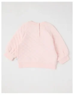 Sprout Quilted Pony Applique Sweat Top in Blush