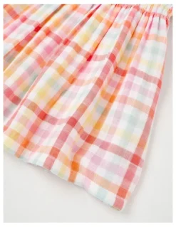 Sprout Rainbow Gingham Shirred Dress in Assorted