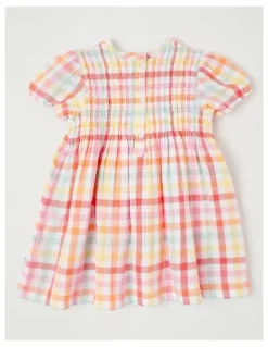Sprout Rainbow Gingham Shirred Dress in Assorted