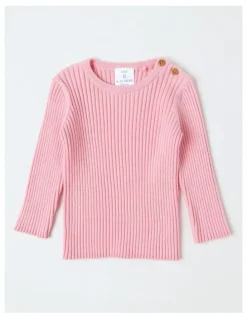 Sprout Rib Jumper in Pale Pink