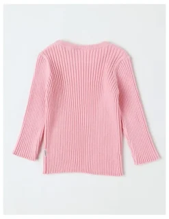 Sprout Rib Jumper in Pale Pink