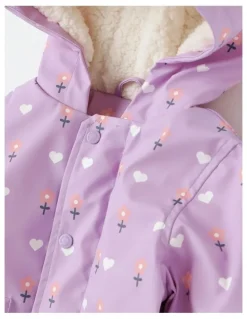 Sprout Sherpa Lined Colour Block Raincoat Jacket in Light Purple