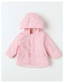 Sprout Sherpa Lined Raincoat Jacket in Pale Pink
