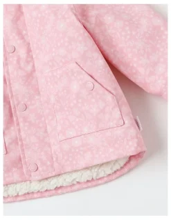 Sprout Sherpa Lined Raincoat Jacket in Pale Pink
