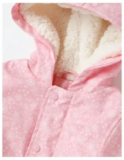 Sprout Sherpa Lined Raincoat Jacket in Pale Pink