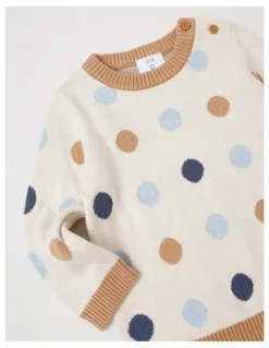 Sprout Spot Intarsia Jumper in Egg Nog