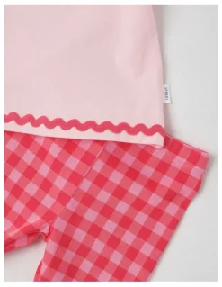 Sprout Strawberry Gingham Rick Rack Set in Blush