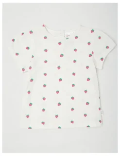 Sprout Strawberry Gingham Seersucker Set in Hot Pink