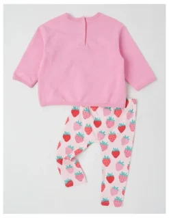 Sprout Strawberry Sweat Top & Legging Set in Hot Pink