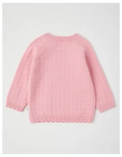 Sprout Texture Knit Puppy Jumper in Pale Pink