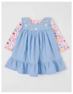 Sprout Top With Cord Frill Hem Pinafore in Bluestone