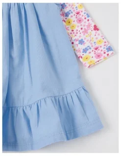Sprout Top With Cord Frill Hem Pinafore in Bluestone