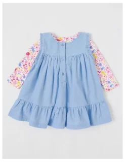 Sprout Top With Cord Frill Hem Pinafore in Bluestone