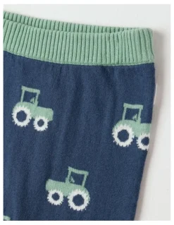 Sprout Train Intarsia Leggings in Dark Denim