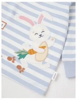 Sprout Yarndye Stripe Bunny T/Shirt in Bluestone