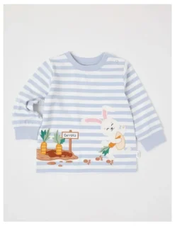 Sprout Yarndye Stripe Bunny T/Shirt in Bluestone
