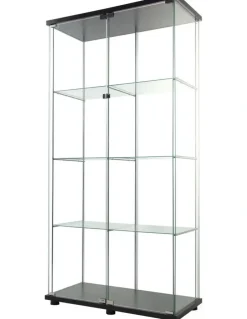 Stacked 4 Tier Shelves Glass Display Cabinet 164cm in Black