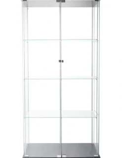 Stacked 4 Tier Shelves Glass Display Cabinet 164cm in Black