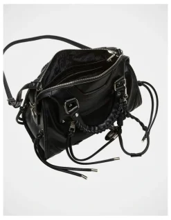 Steve Madden BRiggs Satchel Bag in Black/Silver