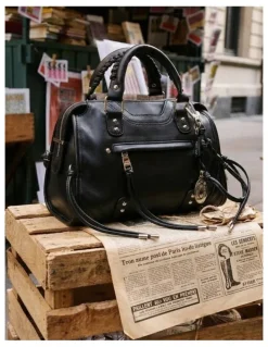 Steve Madden BRiggs Satchel Bag in Black/Silver