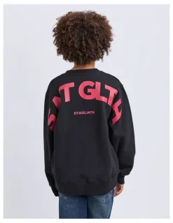 St Goliath Influence Crew Neck Sweartshirt in Black (8-16 Years)