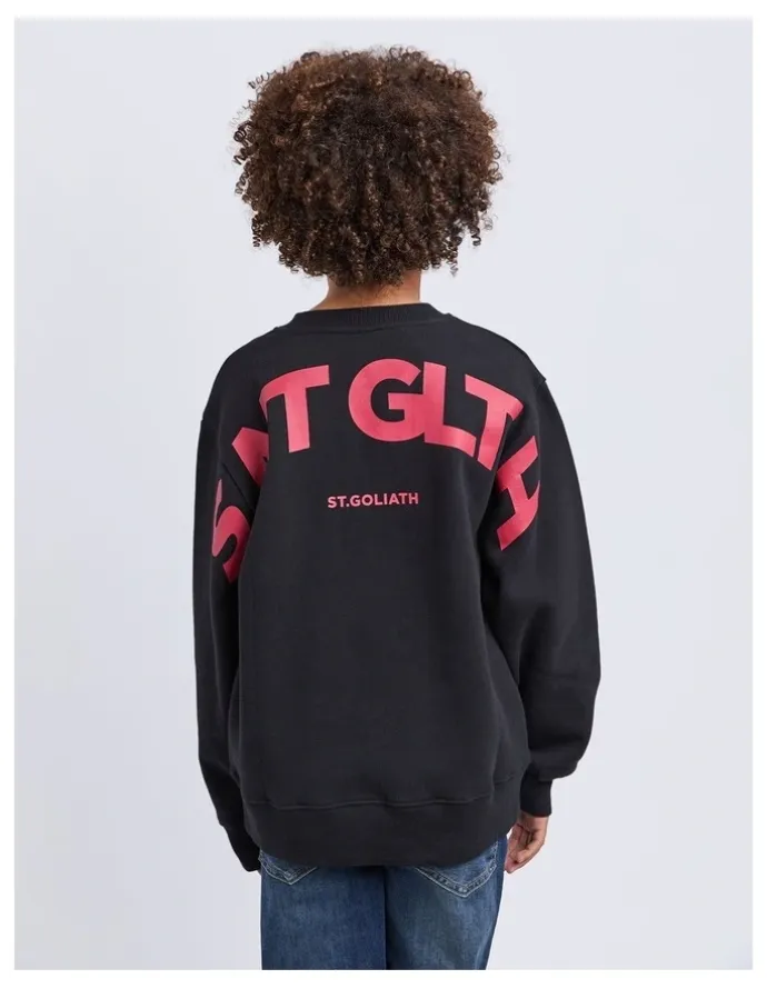 St Goliath Influence Crew Neck Sweartshirt in Black (8-16 Years)