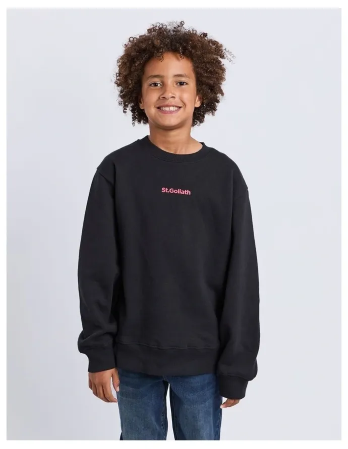St Goliath Influence Crew Neck Sweartshirt in Black (8-16 Years)
