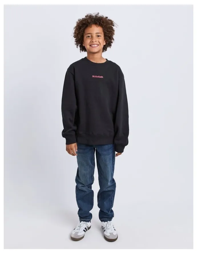 St Goliath Influence Crew Neck Sweartshirt in Black (8-16 Years)