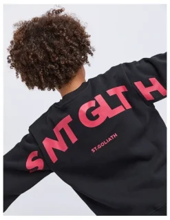 St Goliath Influence Crew Neck Sweartshirt in Black (8-16 Years)