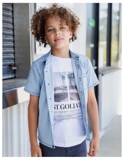 St Goliath PinStripe Prize Shirt 3-7 in Blue