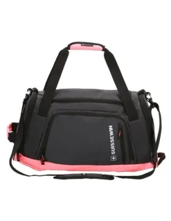 Suissewin Swiss Waterproof Duffel Weekender Gym Travel Bag Grey/Orange