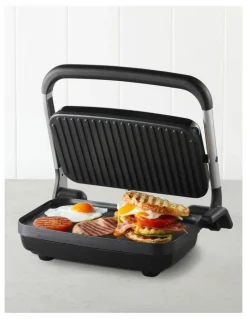 Sunbeam Cafe Style 2-Slice Sandwich Press and Contact Grill in Silver GRM2000SS