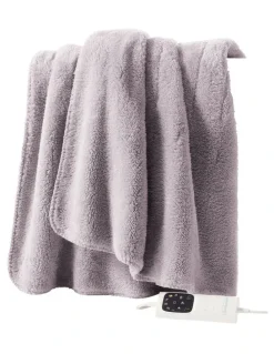 Sunbeam Feel Perfect Sherpa Fleece Heated Throw in Warm Grey