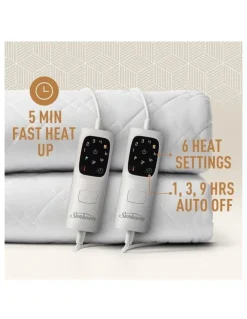 Sunbeam Sleep Perfect Quilted Electric Blanket in White