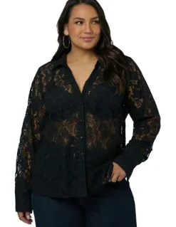Sunday in the City Eclipse Lace Shirt in Black