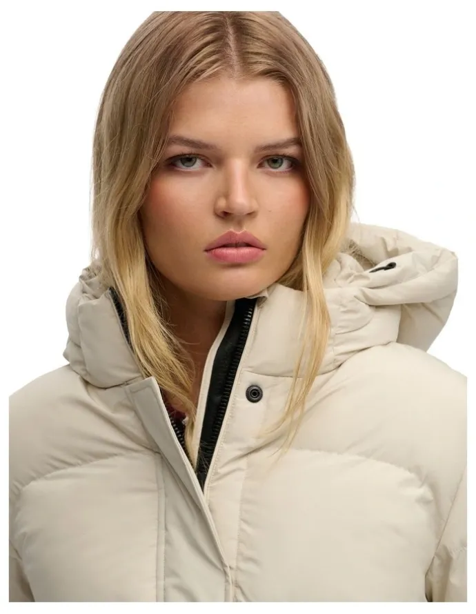 Superdry 5 Baffle Sports Puffer Jacket in Oat Bran