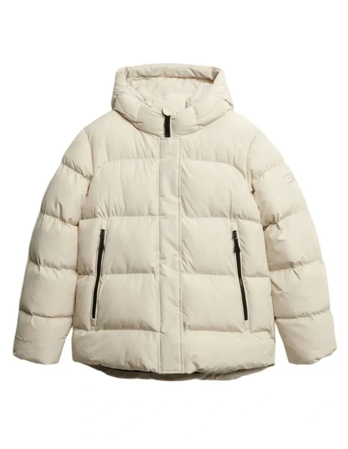 Superdry 5 Baffle Sports Puffer Jacket in Oat Bran