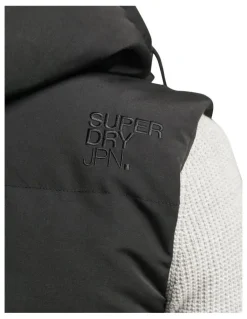 Superdry Everest Hooded Puffer Gilet in Jet Black