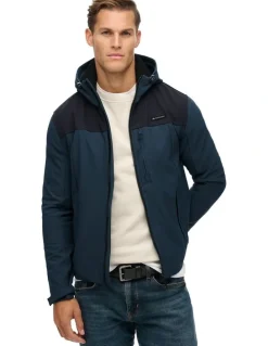 Superdry Hooded Soft Shell Tech Tracker in Flex Navy