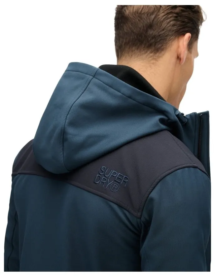 Superdry Hooded Soft Shell Tech Tracker in Flex Navy