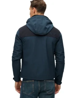 Superdry Hooded Soft Shell Tech Tracker in Flex Navy