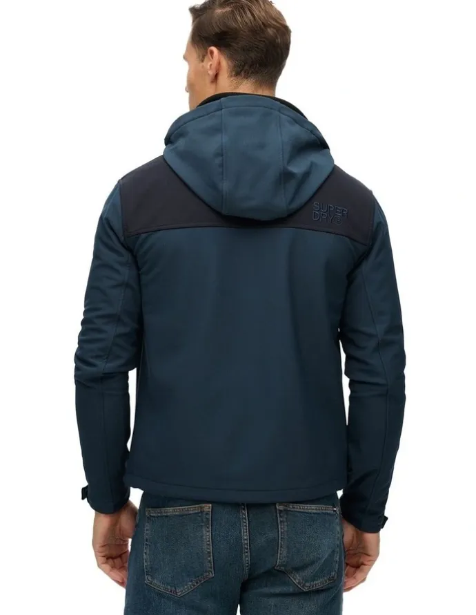 Superdry Hooded Soft Shell Tech Tracker in Flex Navy
