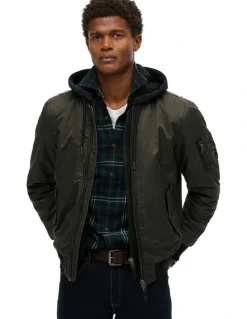 Superdry Military MA1 Bomber Jacket in Washed Dark Green