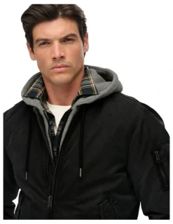 Superdry Military MA1 Bomber Jacket in Washed Black
