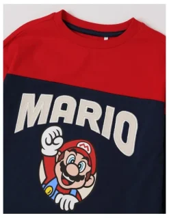 Super Mario Mario Spliced Long Sleeve T-Shirt in Navy