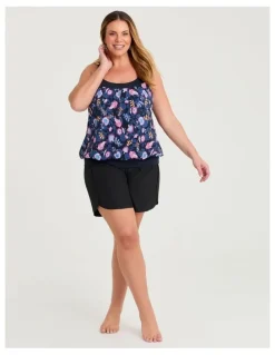 Taking Shape Coastal Blooms Blouson Tankini Navy/print