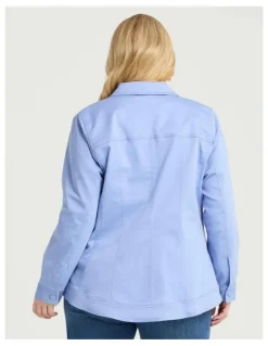 Taking Shape Coloured Curved Hem Denim Jacket Periwinkle
